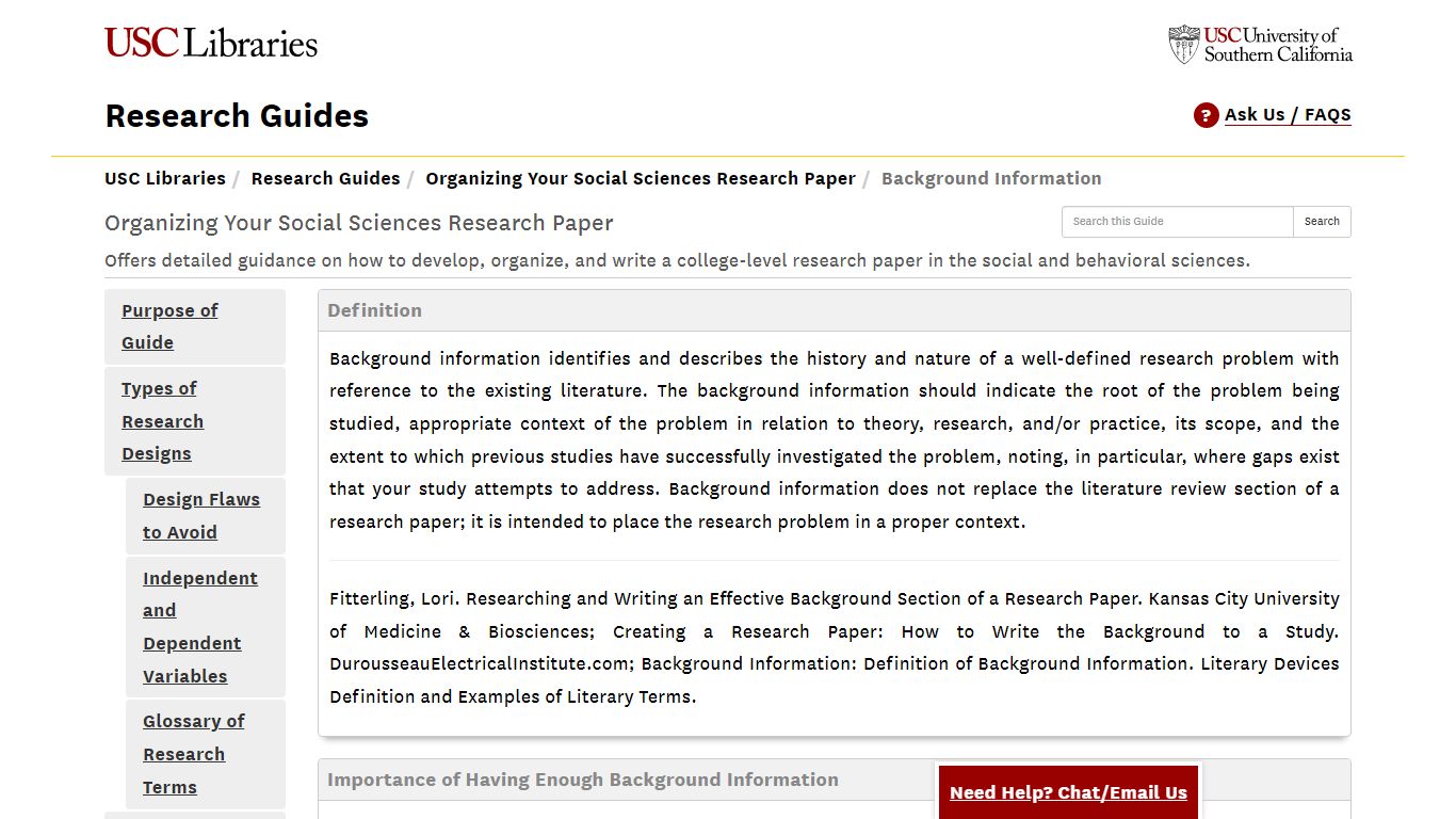 Background Information - Organizing Your Social Sciences Research Paper ...